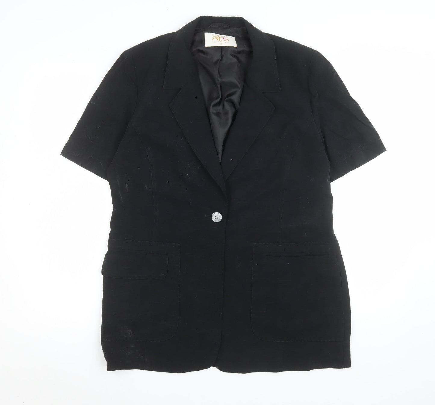 Womens UK Size 12 Country Casuals Black Tunic Blouse