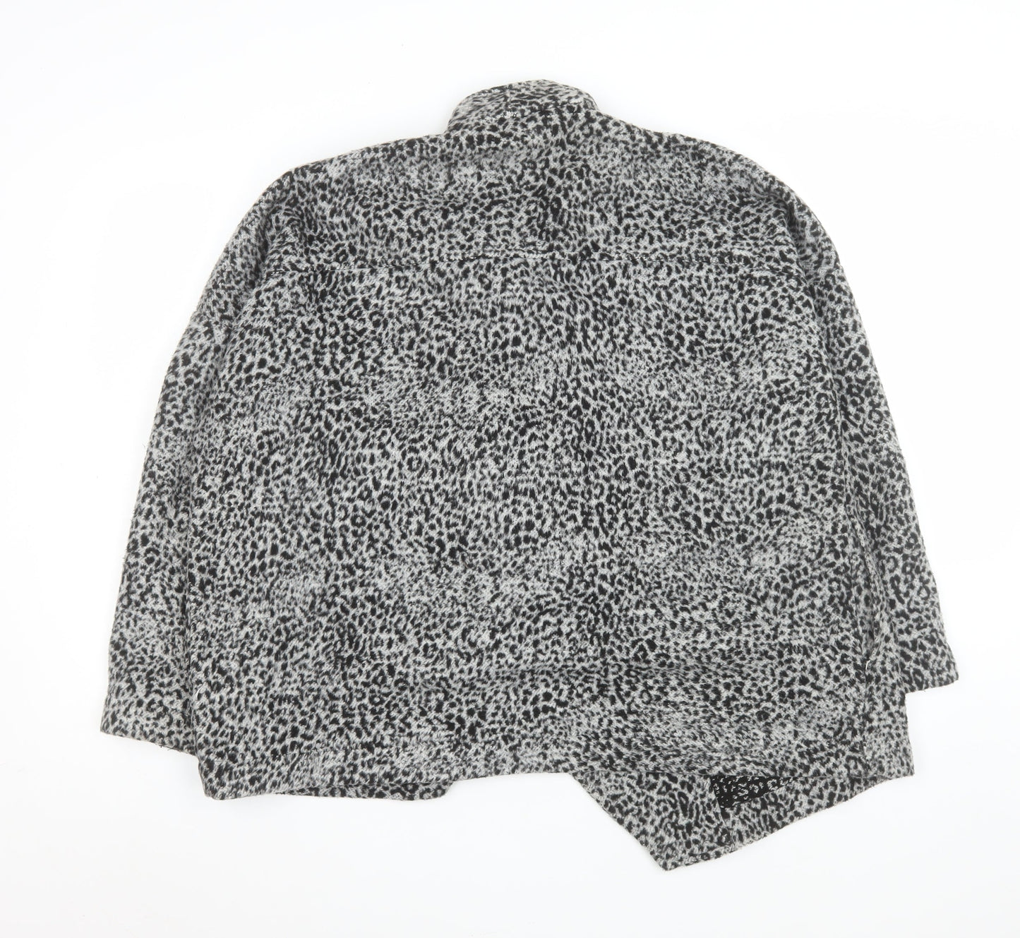 Religion Women Grey Animal Print Coatigan L Long Sleeve Open Front