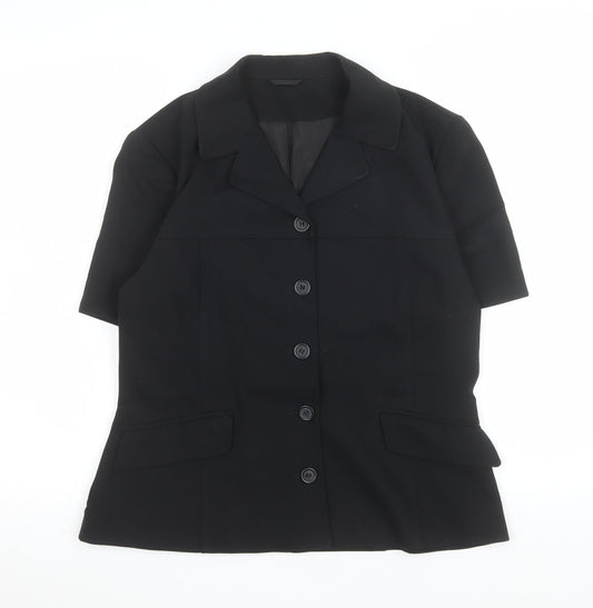 Womens UK Size 14 BAY Black Classic Button-Up