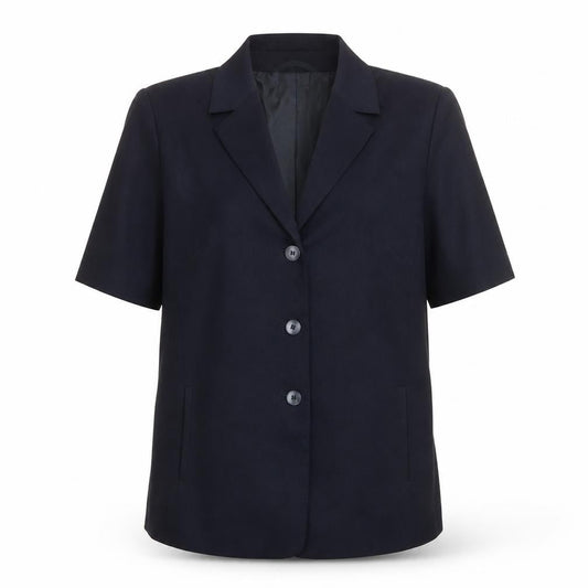 Front view of Gelco Black Short Sleeve Button-Up Shirt, size 14, Regular Fit