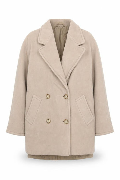 Marks & Spencer Women’s Beige Wool Pea Coat Size 10 Vintage