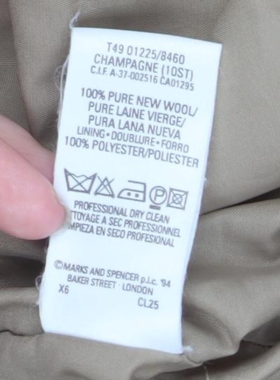 Womens UK Size 10 Marks and Spencer Beige Pea Coat
