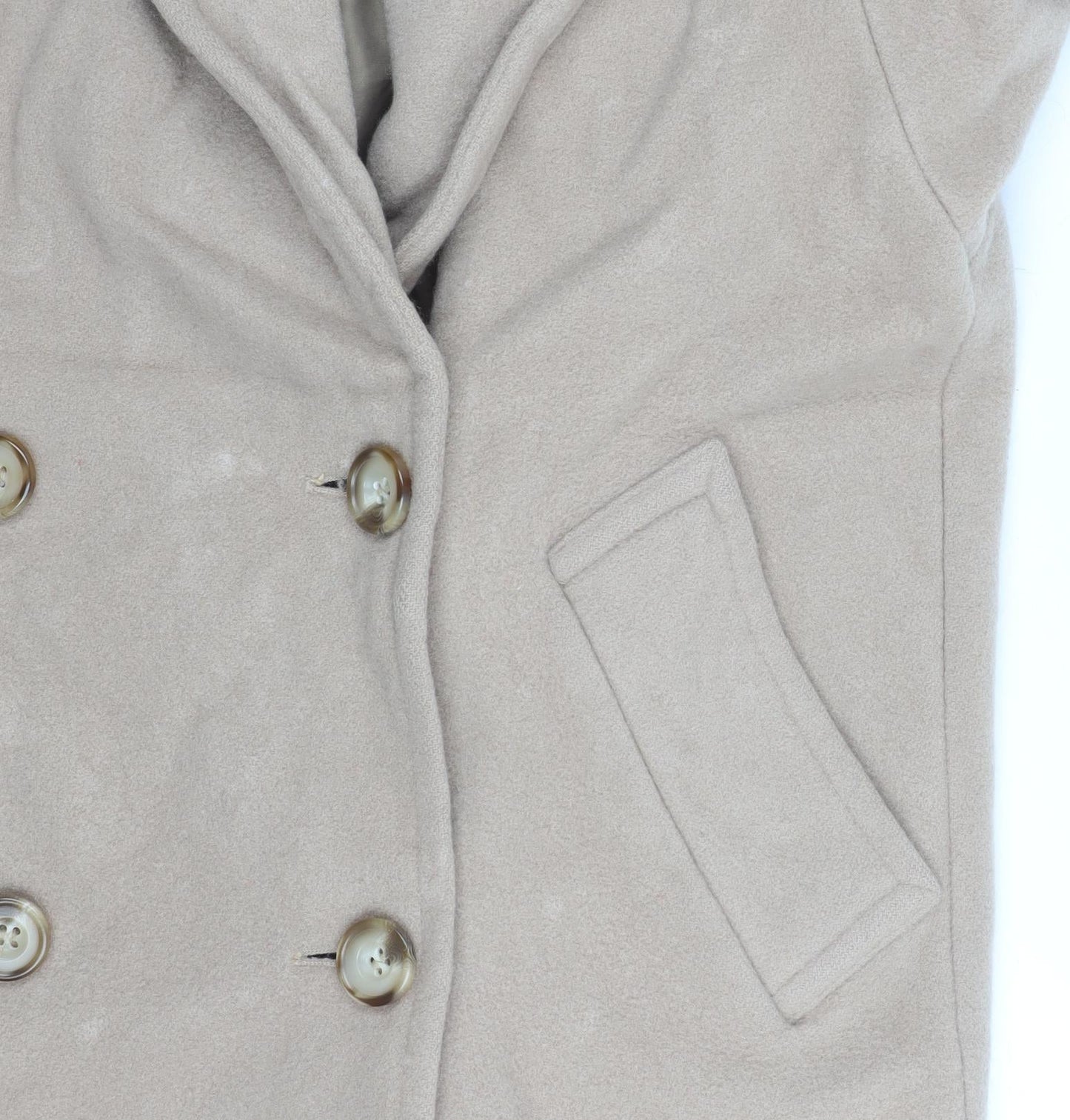 Womens UK Size 10 Marks and Spencer Beige Pea Coat