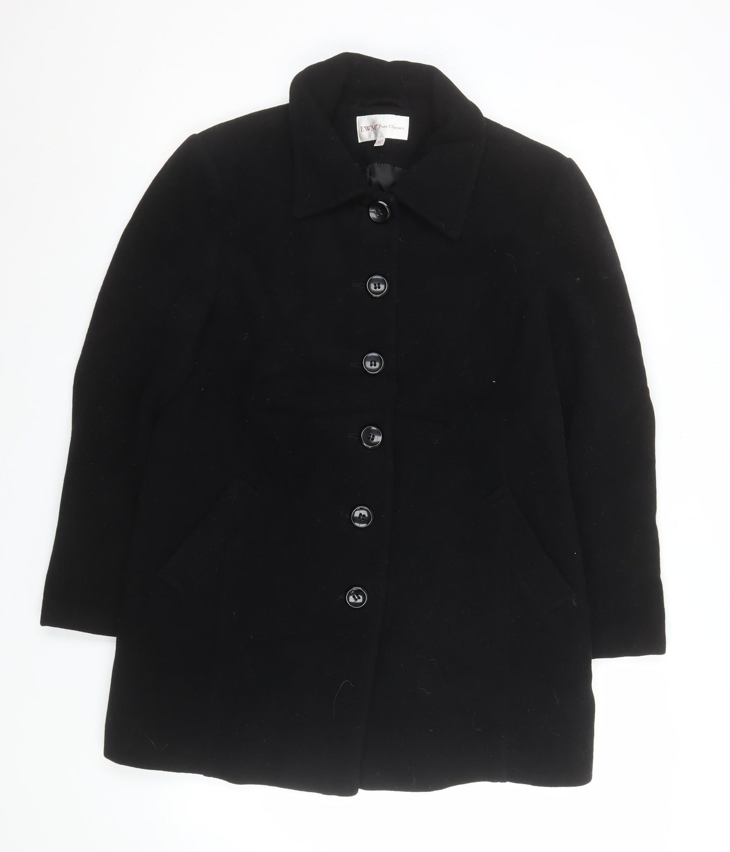 Womens UK Size 14 EWM Pure Classics Black Overcoat