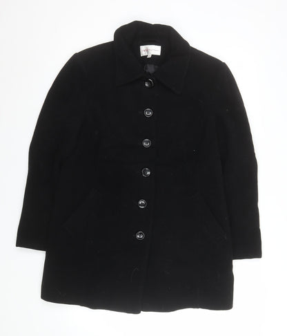 Womens UK Size 14 EWM Pure Classics Black Overcoat