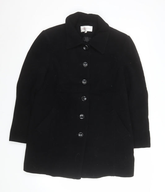 Womens UK Size 14 EWM Pure Classics Black Overcoat