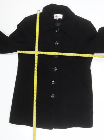 Womens UK Size 14 EWM Pure Classics Black Overcoat