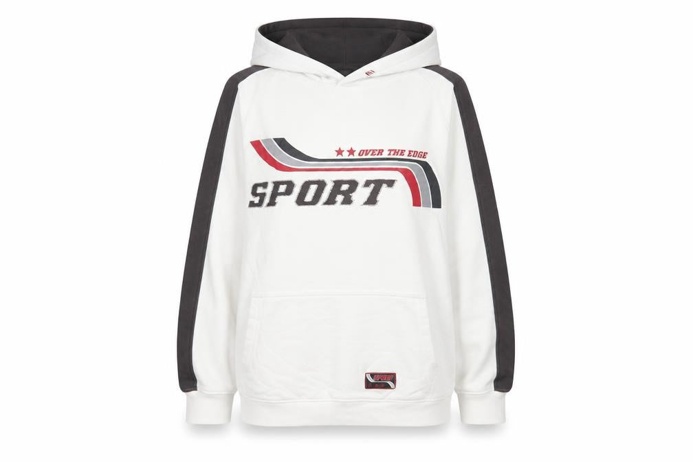 Front view of Rebel Teens White & Black Sport Hoodie 31-32in Chest Pullover