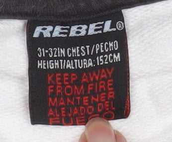 Teens UK Size 14 Rebel White Pullover Hoodie