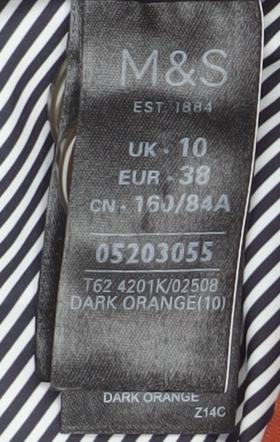 Womens UK Size 10 Marks and Spencer Orange Parka Coat