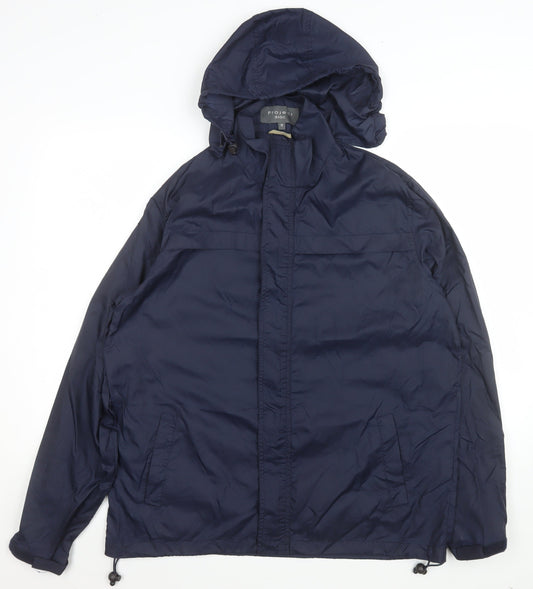 Mens UK Size M Project Basic Blue Windbreaker Coat