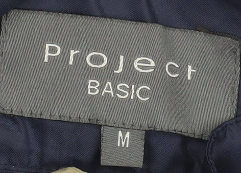 Mens UK Size M Project Basic Blue Windbreaker Coat