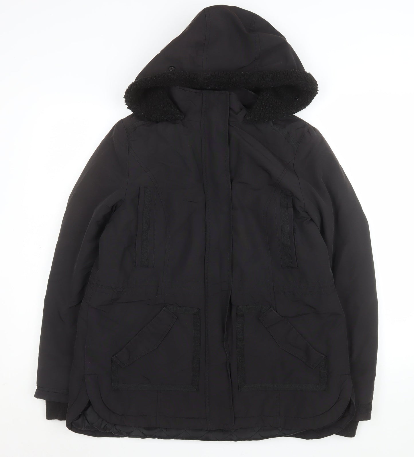 Womens UK Size 42 Monsoon Black Parka Coat