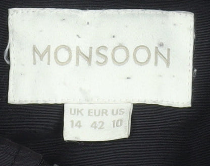 Womens UK Size 42 Monsoon Black Parka Coat