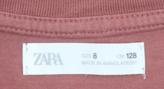 Boys UK Size 8 Years Zara Pink Basic T-Shirt