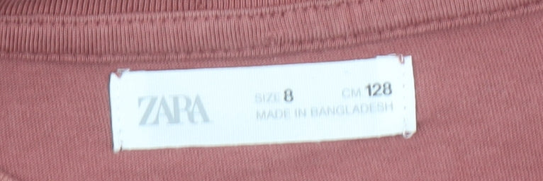 Boys UK Size 8 Years Zara Brown Basic T-Shirt