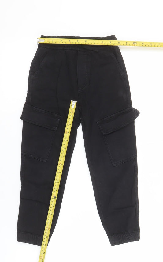 Boys UK Size 7 Years Zara Regular Fit Cargo Black Trousers