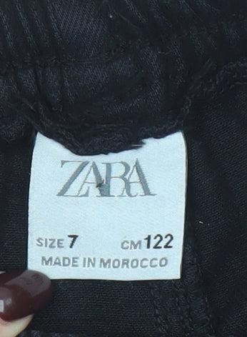 Boys UK Size 7 Years Zara Regular Fit Cargo Black Trousers