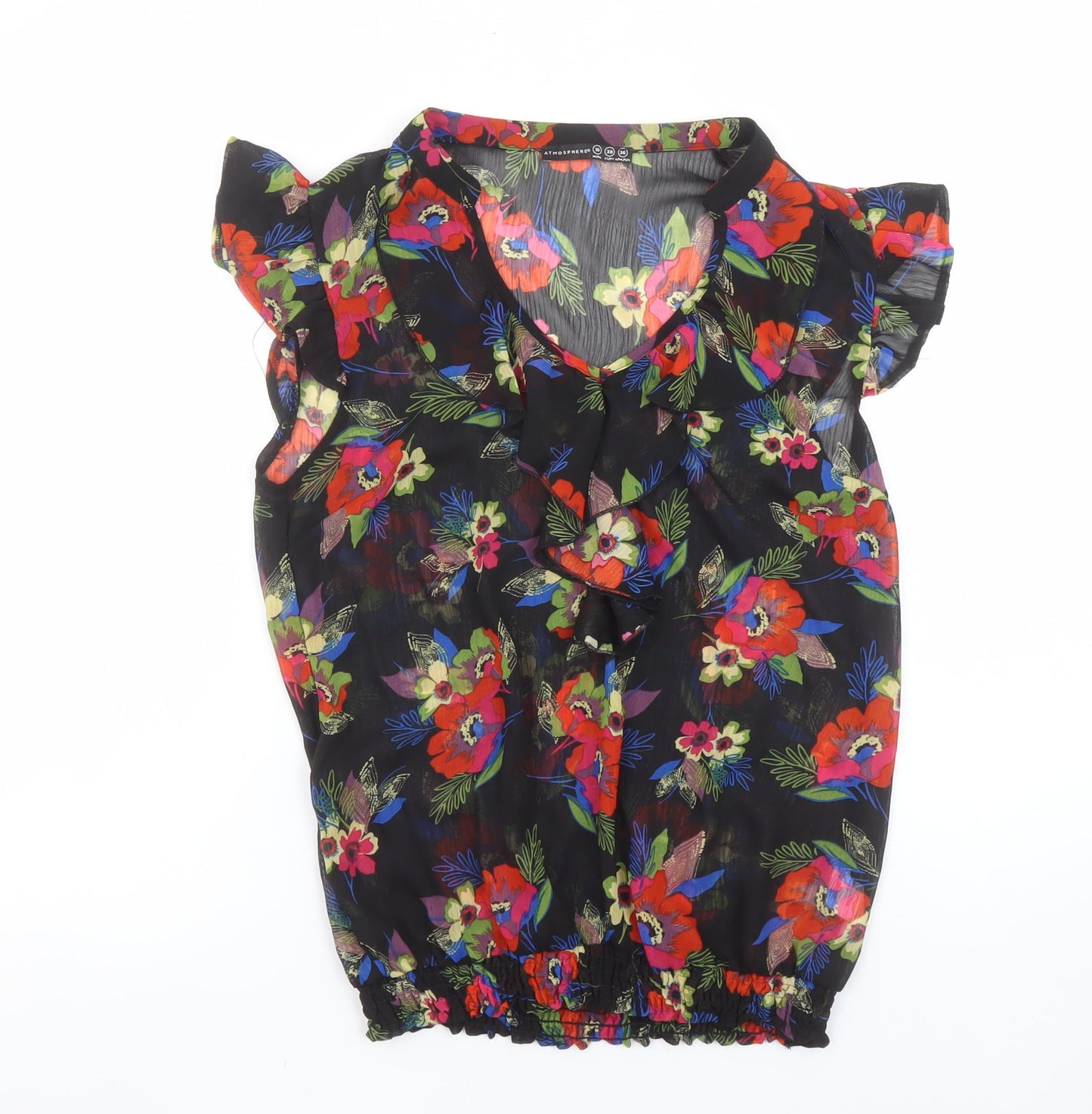 Womens UK Size 10 Atmosphere Black Tunic Blouse