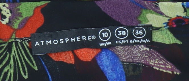 Womens UK Size 10 Atmosphere Black Tunic Blouse