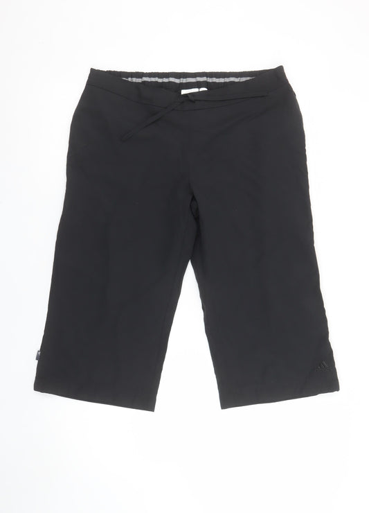 Womens UK Size 14 adidas Regular Fit Cropped Black Trousers
