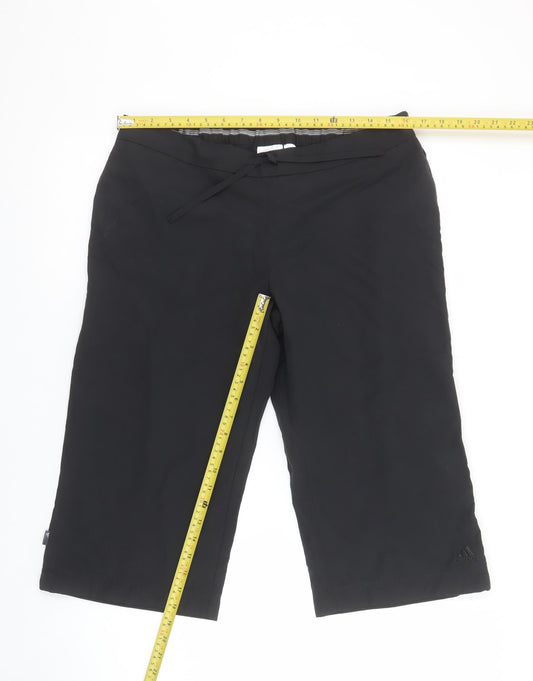 Womens UK Size 14 adidas Regular Fit Cropped Black Trousers