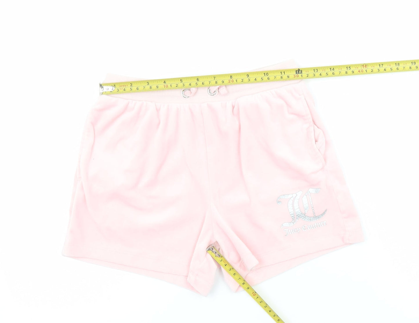 Juicy Couture Girls Pink Velour Shorts Size 12-13 Regular Fit