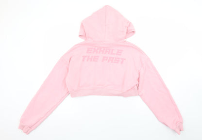 Womens UK Size L Bershka Pink Pullover Hoodie