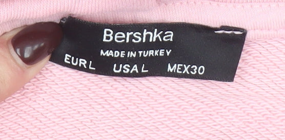 Womens UK Size L Bershka Pink Pullover Hoodie
