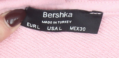 Womens UK Size L Bershka Pink Pullover Hoodie