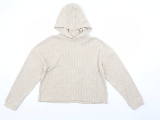 Girls UK Size 11-12 Years F&F Beige Pullover Hoodie