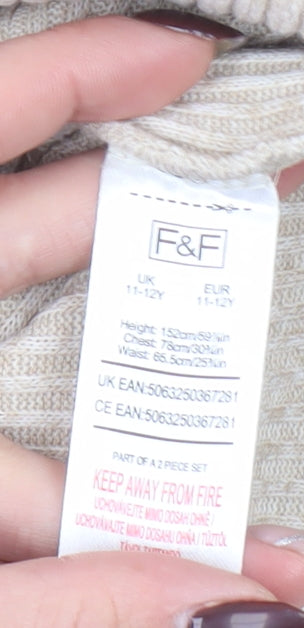 Girls UK Size 11-12 Years F&F Beige Pullover Hoodie