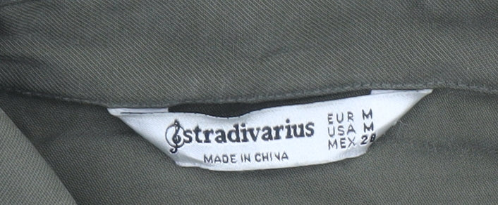 Womens UK Size 12 Stradivarius Green Basic Button-Up