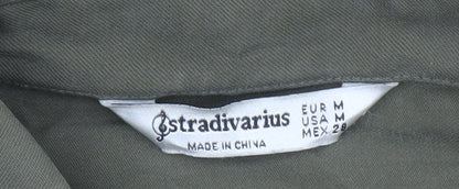 Womens UK Size 12 Stradivarius Green Basic Button-Up