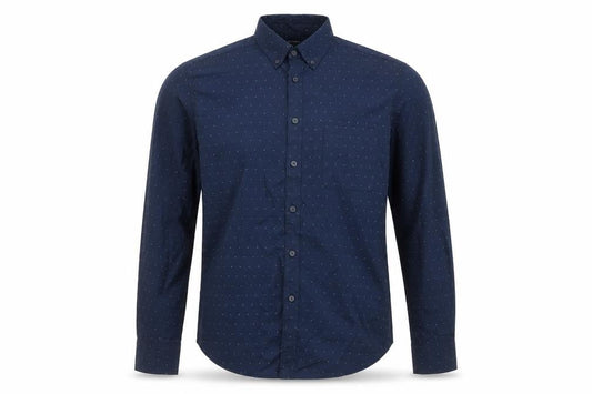 Front view of Dunnes Men's Blue Regular Fit Cotton Long Sleeve Button-Up Shirt L