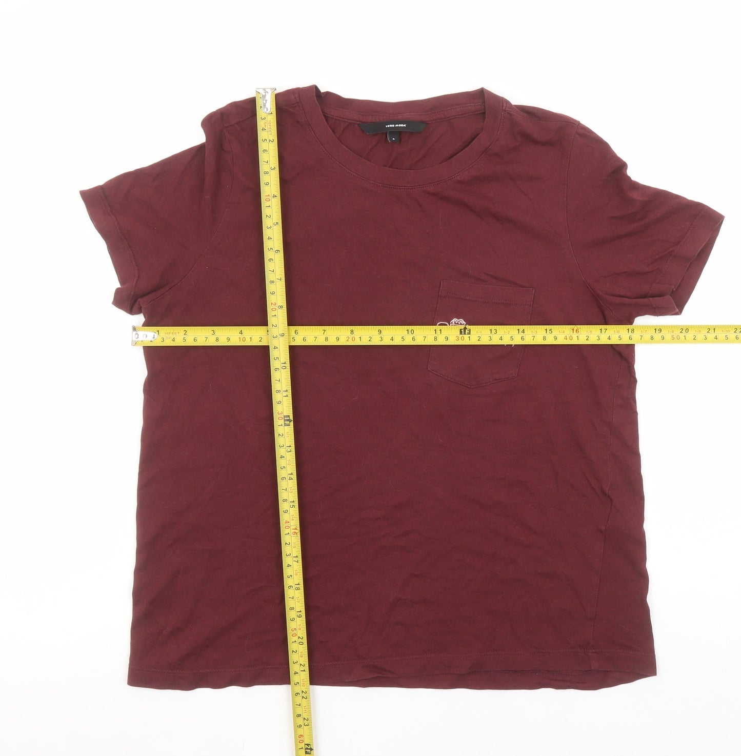 Womens UK Size S VERO MODA Red Basic T-Shirt