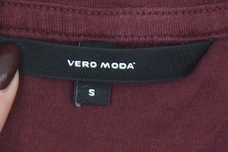Womens UK Size S VERO MODA Red Basic T-Shirt