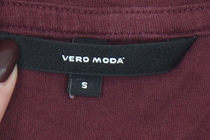 Womens UK Size S VERO MODA Red Basic T-Shirt
