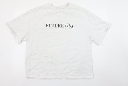 Womens UK Size L Missguided White Basic T-Shirt