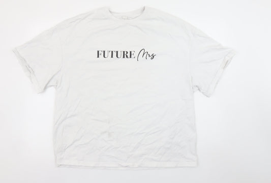 Womens UK Size L Missguided White Basic T-Shirt