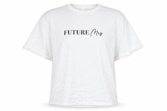 Front view of Missguided Women's White 'Future Mrs' Cotton T-Shirt, size L