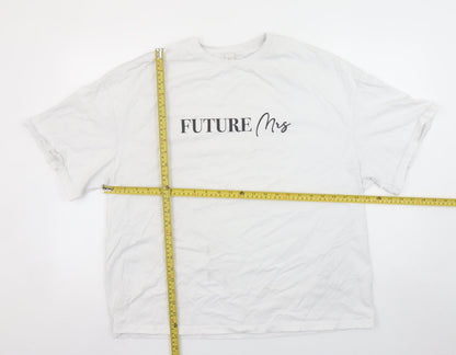 Womens UK Size L Missguided White Basic T-Shirt