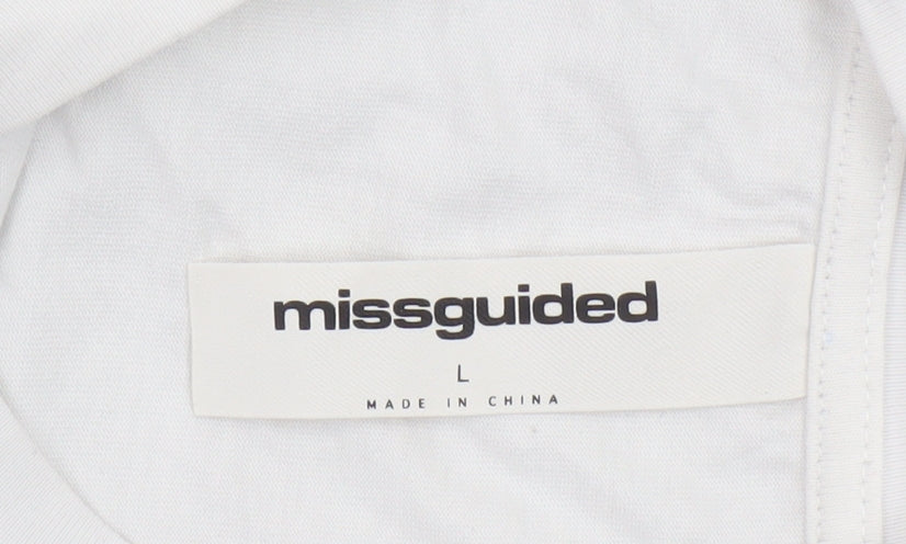 Womens UK Size L Missguided White Basic T-Shirt