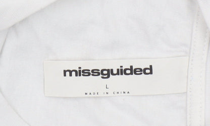 Womens UK Size L Missguided White Basic T-Shirt