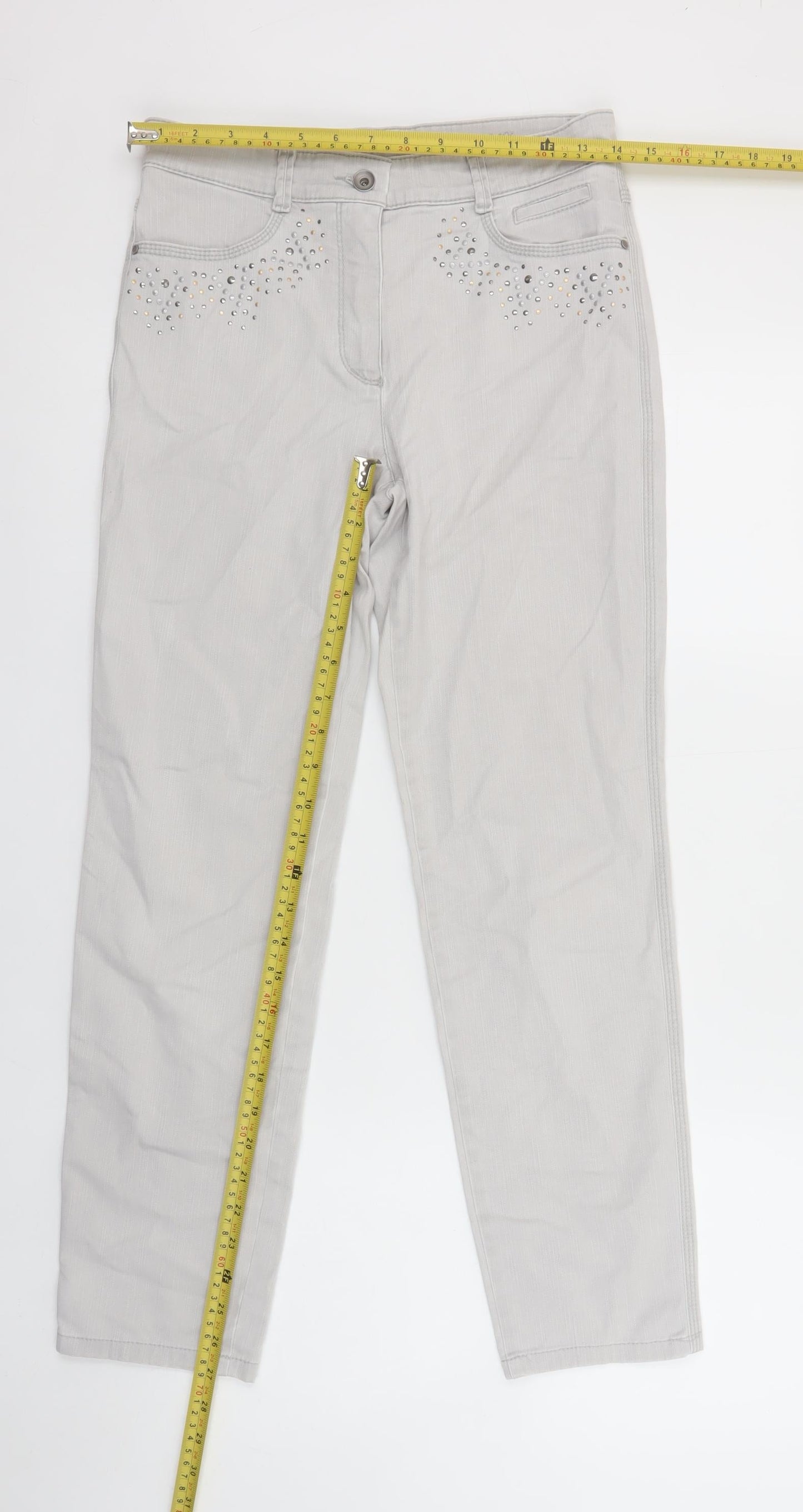 Womens UK Size 10 Bianca Regular Fit Straight Grey Jeans