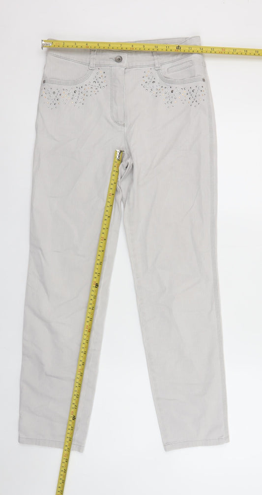Womens UK Size 10 Bianca Regular Fit Straight Grey Jeans