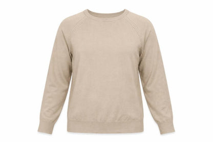 Front view of Dunnes Women’s Beige Long Sleeve Crew Neck jumper, size S