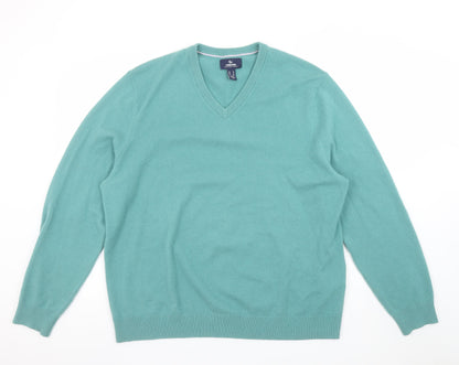 Lands' End Men's Green XL Cashmere V-Neck Jumper