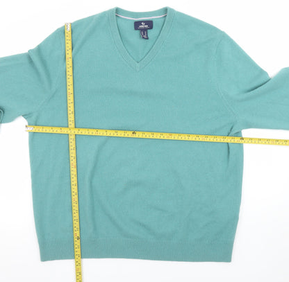 Lands' End Men's Green XL Cashmere V-Neck Jumper