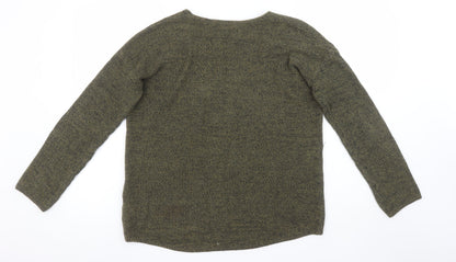 H&M Women’s Green V-Neck Cotton Knit Jumper Size 8